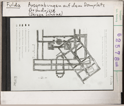 Vorschaubild Fulda: Ausgrabungen auf dem Domplatz. Skizze Schöne 1958 